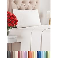 Twin Size 3 Piece Sheet Set - Comfy Breathable & Cooling Bed Sheets Set - Hotel Luxury Bedding for Women, Men, Kids, Teens, Boys & Girls - Deep Pockets, Soft, Wrinkle Free - Oeko-Tex - Antique White