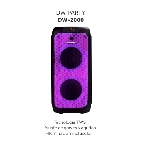 Select Sound Daewoo Bocina Bluetooth Partybox Portatil con Subwoofer, Bocina Portatil Bluethooth Recargable Tipo Bocinas para Fiesta Karaoke Interior Exterior