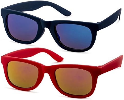 Kids ages 2-4 years old Blue and Red Set of Wayfarer Sungasses