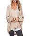 Exlura Women's Loose Blouse Long Batwing Sleeve T-Shirt Oversized Top Khaki