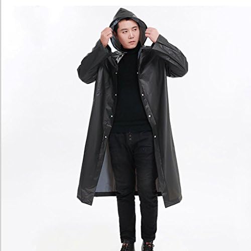 Zcx Raincoat Adult Outdoor Hiking Waterproof Raincoat Ladies Transparent Long Poncho Men's Hiking Tourism Windbreaker Raincoat Non-Disposable Raincoat Body Raincoat (Color : Black)