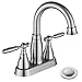 Single-Handle High-Arc Stainless Steel Faucet For Pre-Kitchen Sink/Bar Sink/Bathroom Sink By Phiestina, With 4 Inch Deck Plate And Supply Hoses, Mattet Black, WE08E-MB
