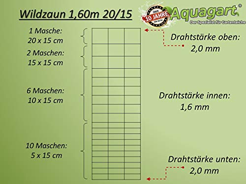 Aquagart Wildzaun-Set Komplettpaket I 100 m Wildschutzzaun 160/20/15 Z-Profil Zaunpfosten Spanndraht Drahtspanner I Forstzaun aus Stahldraht für Forstwirtschaft und Landwirtschaft I Einfache Montage – Bild 3
