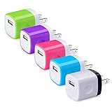 USB Wall Charger, Hootek USB Plug 5-Pack 1A/5V Wall Adapter Charging Block for iPhone 7/6/6S Plus, iPad, iPod, Samsung Galaxy S8, S7, S6, S5, Note 8/5, Moto, HTC, LG, Sony, Nokia, Android and More