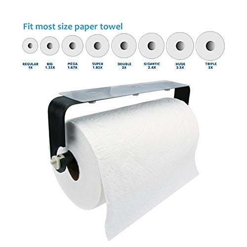 ORLESS Adhesive Paper Towel Holder Under Cabinet & Wall Mount, No Drilling Suitable for Kitchen Bathroom - Black (Set of 2)