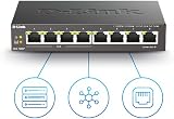 D-Link DGS-1008P 8-Port Gigabit Unmanaged Desktop PoE Switch 80W Fanless Metal view 7
