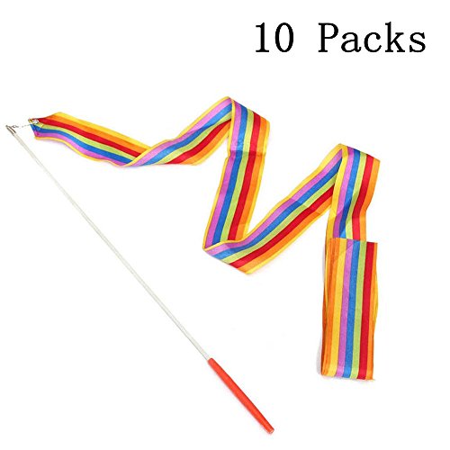 10 Pieces 4 m Rhythmic Gymnastic Ribbons Dance Ribbons Streamers Wands Rods for Kids