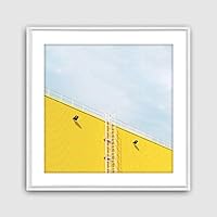 Framed Canvas Wall Art Geometric Building Canvas Prints Home Artwork Decoration for Living Room,Bedroom - 16x16 inches