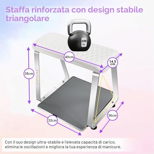 JODSONE Pedicure Foot Support with Soft Cushion, Stool, Nail Lifter, Removable Stainless Steel Pedicure Station, Home and Salon Use