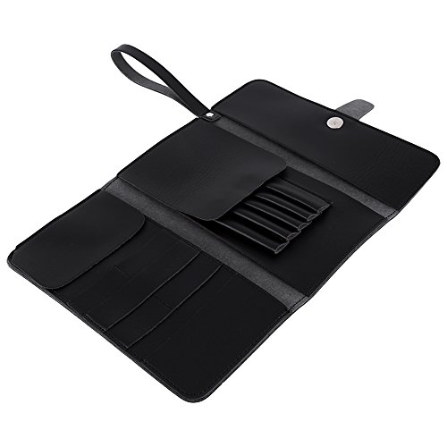 Foldable Hair Scissor Bag PU Leather Scissors Waist Pack Barber Hairdressing Tool Pouch Case , Black