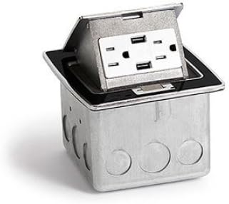 Lew Electric PUFP-CT-BK-20A-2USB Pop Up Outlet Box for Countertops, 2 USB Smart Ports Included, Waterproof 20 Amp Receptacle for Kitchens, Offices, and More - Black w/ Chrome Trim
