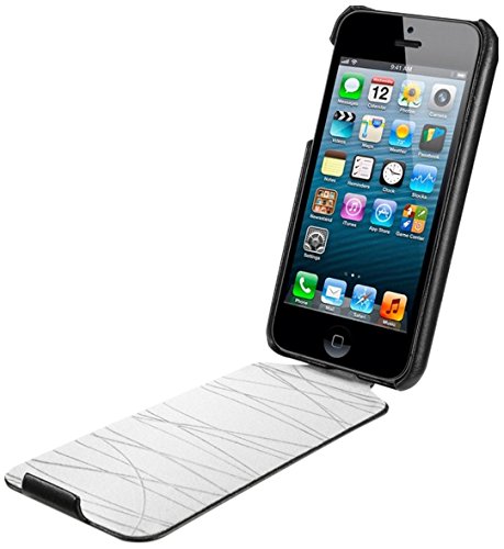 SPIGEN SGP iPhone 5 Case Leather Flip [Argos] [Black] Premium Genuine Leather Flip Cover Protective Case for the NEW iPhone 5S and iPhone 5 - Black