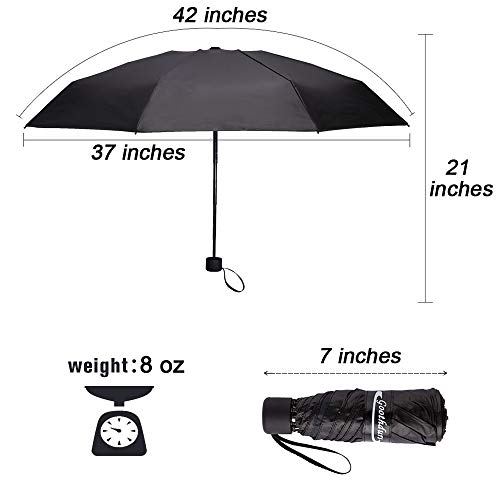 Goothdurs Travel Mini Umbrella - Compact Small Sun & Rain Windproof Umbrellas for Women Men with 95% Anti-UV Portable Lightweight Outdoor Parasol - Thumbnail 4