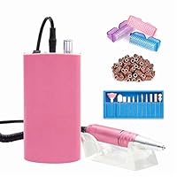 Subay Professional Rechargeable Nail Drill Portable Electric Nail File Manicure Pedicure Machine with 11 in 1 Nail Drill Bits and Sanding Bands for Acrylic Gel Nails(Pink)