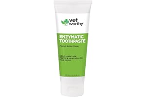 Vet Worthy Peanut Butter Enzymatic Toothpaste for Dogs - For Clean, Healthy Teeth and Gums - Freshen Dogs Breath - Peanut Butter Flavor - Made in the USA - Start Your Dog’s Dental Routine Today - 3oz