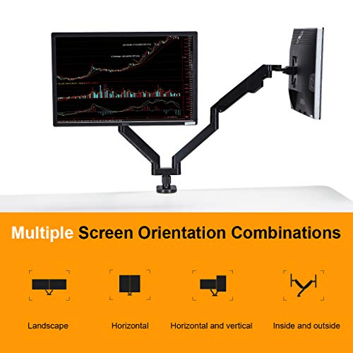 Sunon Dual Monitor Mount Stand Full Motion Adjustable Aluminum Gas