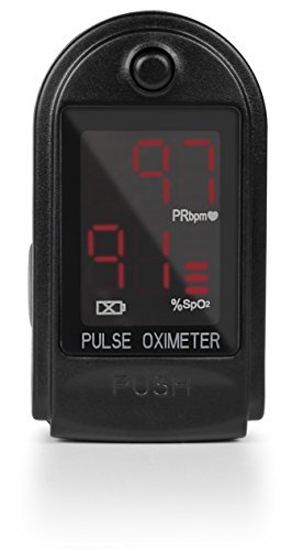 AccuMed CMS-50DL Pulse Oximeter Finger Pulse Blood Oxygen SpO2 Monitor w/Carrying case, Landyard Silicon Case & Battery (Black)
