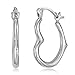 14k White Gold Heart Shaped Hoop Earrings (13 x 15mm)