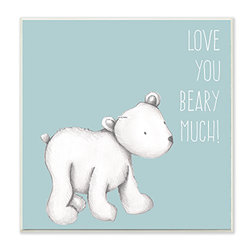 Stupell Home Dcor Love You Beary Much! Polar Bear Wall Plaque Art, 12 x 0.5 x 12, Proudly Made in USA