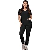 Green Town Scrubs for Women Scrub Set - Jogger Pant and V-Neck Top, 6 Pockets, Easy Care Uniforms