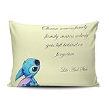 ZeDae Pillowcase Personalized Lilo and Stitch Ohana Cushion Pillowcases Unique Home Decorative Throw Pillow Covers Cases 16x24 Inches One Sided