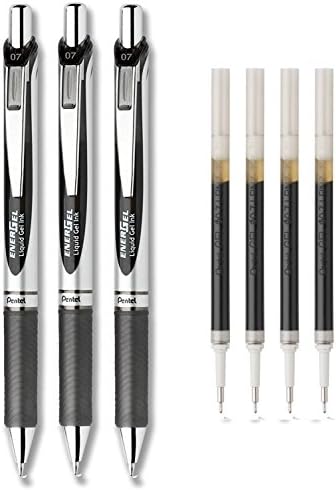LuPro Liquid Gel Ink Pen Set Kit, Pack of 3 with 4 Refills (Black - 0.7mm, Needle Tip)