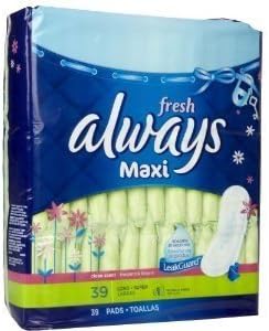 Always Maxi Pads Long Super Without Wings Scented-39 Ct 39 CT (Pack of 6)