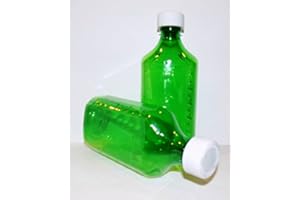 8 Ounce 236.6 ml Graduated Oval Medicine Bottles and Caps Green Plastic Case of 100 Pharmaceutical Grade
