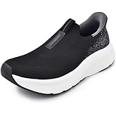JACKSHIBO Mens Slip in Free up Hands Shoes Wide Toe Box Arch Support Orthopedic Walking Sneakers Cushioned Thick Zero Drop Sole Metatarsal Pads
