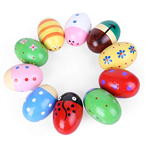 JBBERTH 4Pcs Sand Eggs Percussion Instruments Wooden Percussion Musical for Children Kids Gift Random Color