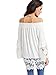 ROMWE Women's Off Shoulder Floral Lace Long Sleeve T-shirt Blouse Top #White XL
