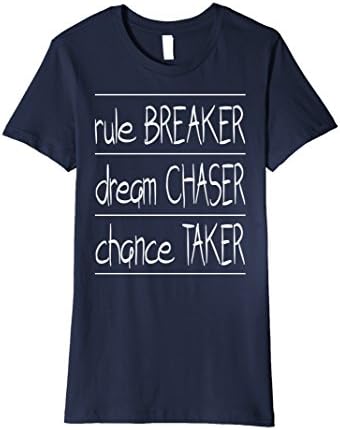 Women's Little Rebel T-shirt Rule Breaker Dream Chaser Chance Taker Medium Navy