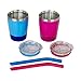 K KICHUZL Colorful Straw Cups with Lids, Pack of 2, Dual Colors Toddler Cup Set Stainless Steel Mugs with Lids and Straws (Rose/Blue)