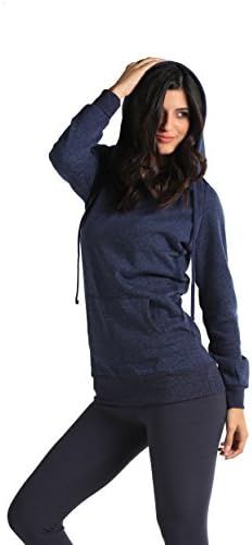 Warm Fleece Lined Long Sleeve Hooded Sweatshirt Hoodie by NYFC (Medium, Navy Blue)