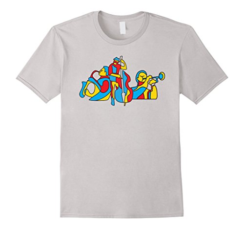 Mens Colorful Jazz Trio T-shirt Medium Silver