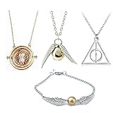 OPENDGO Harry Potter Necklace Set Time Turner Deathly Hallows Golden Snitch for Harry Potter Fans Gifts Collection Magical Cosplay Costume Jewelry Gift