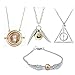 OPENDGO Harry Potter Necklace Set Time Turner Deathly Hallows Golden Snitch for Harry Potter Fans Gifts Collection Magical Cosplay Costume Jewelry Gift