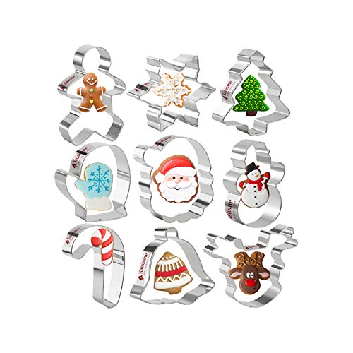 KAISHANE Christmas Cookie Cutters for Kids Set of 9 - Star Tree Angel Bell Stocking & More Shapes - Thumbnail 7
