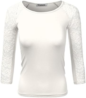 VIVALACE Womens Plus Size Perfect fit Long Sleeve U Neck Comfy Tee shirts, Ivory, XX-Large