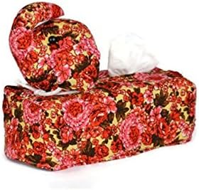 Dconfident Animal Elephant Tissue Box Cover Case Holder Rectangular Handmade cotton Flower(red)