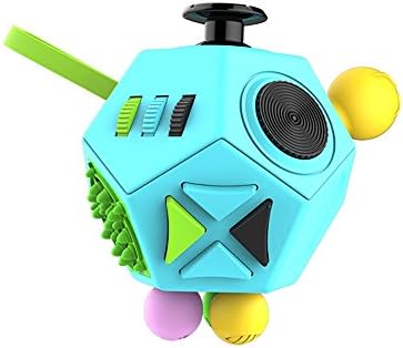 Keysco 12 Sides Novelty Toys, Holy Crystal Decompression Magic Cube For Fidget, Relieves Anxiety And Stress (Blue)