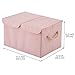 EZOWare Large Storage Boxes [2-Pack] Large Linen Fabric Foldable Storage Cubes Bin Box Containers with Lid and Handles for Nursery, Children, Closet, Bedroom, Living Room - Pink