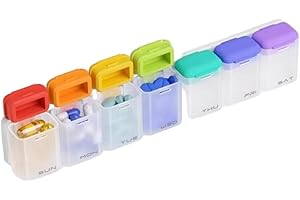 Weekly Magnetic Pill Organizer with Removable Trays 7 Day Pill Box for Fridge and Travel Transparent Medicine Container Color