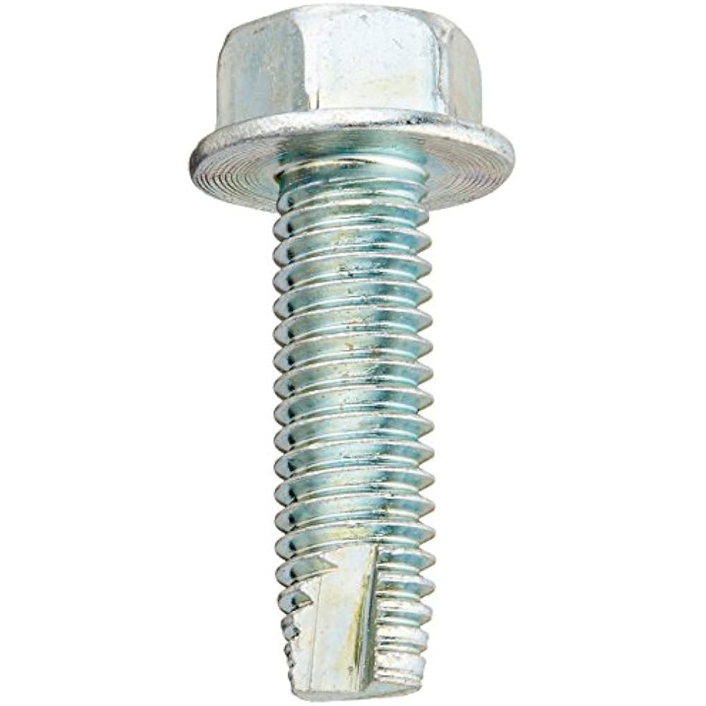 Steel Thread Cutting Screw, Zinc Plated Finish, Hex Washer Head, 23, 3/