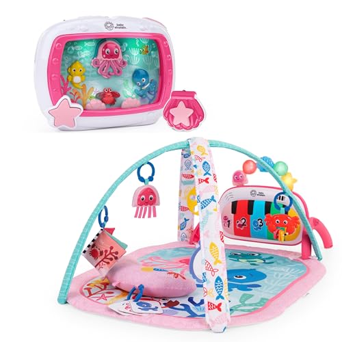 Baby Einstein 2-in-1 Musical Baby Set, Sea Dreams Soother & Ocean Explorers 4-in-1 Kickin’ Tunes Jellyfish Gym, Pink, Newborn+