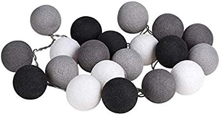 BYBYCD String Lights 20LED Cotton Ball String Night Lights for Bedroom and Nursery Cradle Decor Children's Fairy String Light, Wedding Romantic Strip Garden Party Home Decor (Grey)