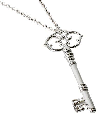 Miss Mimi Silver Antique Vintage Large Filigree 3.25" Key Pendant Long Necklace