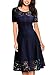 MissMay Women's Vintage 1950s Floral Lace Contrast Elegant Cocktail Swing Dress