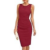 oten Womens Crew Neck Sleeveless Ruched Bodycon Sheath Work Cocktail Party Pencil Dresses