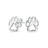 Sterling Silver Fox Paw Print Animal Stud Earrings Petite